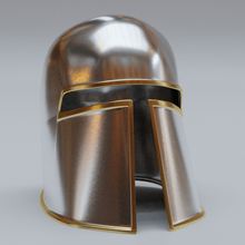 casco medieval la impresión 3d de herramienta el armadura guerra militar jannie helm cabeza griego 3d print model - Mito3D