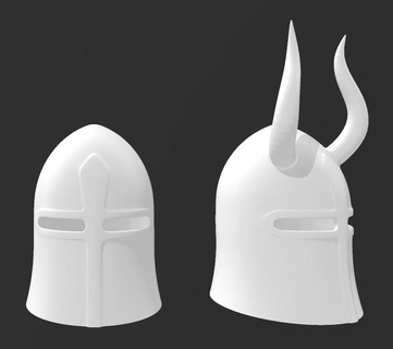 medieval casco armadura cuernos Caballero Moda timón cabeza metal batalla guerra guerrero córneo 3d print model - Mito3D