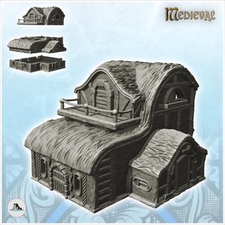 medieval house balcony rope balustrade 2 - gothic feudal old archaic saga 28mm 15mm building architecture tabletop miniatures scenery wargame game terrain accessories middle age dark rose war traditionnal fantasy european village 3d print model - Mito3D