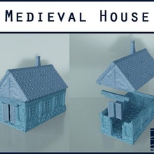 medieval house long - tabletop gaming architecture building connected cottage detailed 3d printing diarama dnd tiles door dungeons dragons model nosupport roof rpg terrain village buildings structures 3d print model - Mito3D
