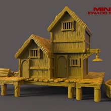 mittelalterlich Haus stl Frameworkshop Charakterestl Orks 3d Oger Minis Kriegshammer druckt Eindruck 3d print model - Mito3D