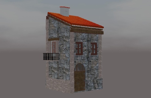 medieval house stone walls 2 floors dioramas ho h0 modeling miniatures buildings models 3d print model - Mito3D
