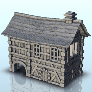 medieval house wood stone vaulted passage 6 - alkemy lord rings war rose warcrow saga architecture miniatures building scenery wargame figures game terrain dungeon dark age fantasy games accessories middle 3d print model - Mito3D
