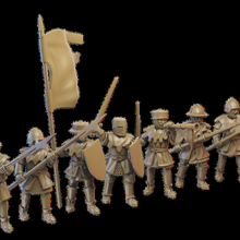 medieval infantry miniatures modular 32mm 3d print model - Mito3D