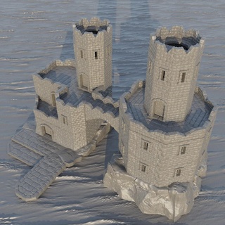 medieval island prison 28 mm tabletop terrain rpg dnd supportfree old stone sea seaside structure playable interior modular 28mm 25mm 15mm wargame 3d print model - Mito3D