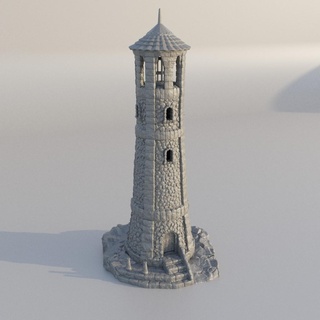 medieval lighthouse 28 mm tabletop terrain rpg dnd house supportfree old stone tower seaside structure playable interior modular 28mm 25mm 15mm wargame 3d print model - Mito3D