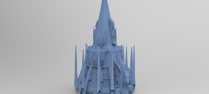 medieval lion tower overgrown turret 8 fantasy kit ground terrain towers building castle architectural house mansion horror haunted spooky manor church architecture 3d print model - Mito3D