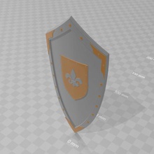 medieval de la flor lis, emblema kite shield modelo 3d.art.la armadura.militar 3d print model - Mito3D