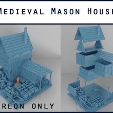 Ortaçağa ait Duvarcı ev mimari 3dprintable bina Zindanlar ejderhalar destek yok yazdırılabilir manzara taş masaüstü oyun arazi savaş oyunları binalar yapılar 3d print model - Mito3D
