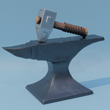 Ortaçağa ait minyatür çekiç örs düşük poli varil masaüstü rpg mini rol yapma oyun Warhammer dnd arazi demirci smithy cüce ork elf kömür 3d print model - Mito3D