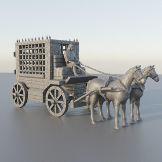 medieval prisoner carriage 28 mm tabletop terrain rpg dnd horse supportfree old wagon prison playable interior modular 28mm 25mm 15mm wargame 3d print model - Mito3D