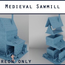 medieval sawmill - tabletop gaming terrain architecture 40k scenery building dnd prop tiles house miniature nosupport printable rpg town village wargaming buildings structures 3d print model - Mito3D