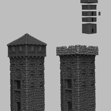 Ortaçağ manzarası - kale kuleleri oyun arazi masa üstü rpg d&d dungeons & dragons 3d print model - Mito3D