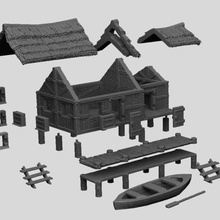 medievale paesaggio - capanna del pescatore & pier gioco terreno da tavolo rpg d&d dungeons dragons 3d print model - Mito3D