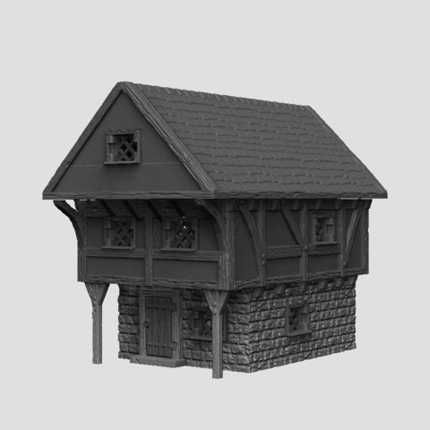 cenário medieval - porto casa & bancas do mercado jogo o terreno mesa de rpg d&d dungeons dragons 3D print model - Mito3D