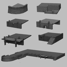 médiévale paysage - port de murs jeu terrain table rôle rpg d&d donjons & dragons 3d print model - Mito3D