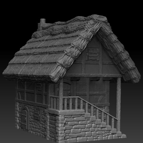 medieval paisaje - casa 1 juego terreno mesa de rpg d&d dungeons & dragons 3D print model - Mito3D