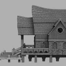 medieval scenery - laketown townhall game terrain tabletop rpg d&d dungeons & dragons 3d print model - Mito3D
