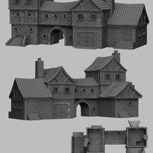 Ortaçağ sahne - tüccar manor oyun arazi masa üstü rpg d&d dungeons & dragons 3d print model - Mito3D