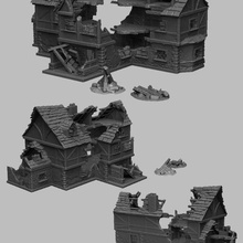 Ortaçağ sahne - yıkık Meyhane oyun arazi masa üstü rpg d&d dungeons & dragons 3d print model - Mito3D
