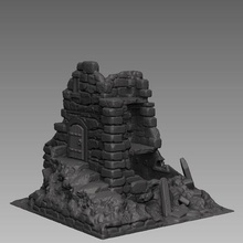 medievale paesaggio in rovina di una torre avvistamento gioco terreno da tavolo rpg d&d dungeons & dragons 3d print model - Mito3D