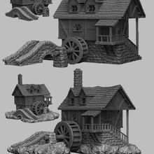 medieval scenery - watermill game terrain tabletop rpg d&d dungeons & dragons 3d print model - Mito3D