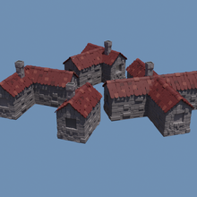 Ortaçağa ait basit taş evler düşük poli minyatür varil masaüstü rpg mini rol yapma oyun Warhammer dnd arazi kale tahkimat Tut haslık kule 3d print model - Mito3D