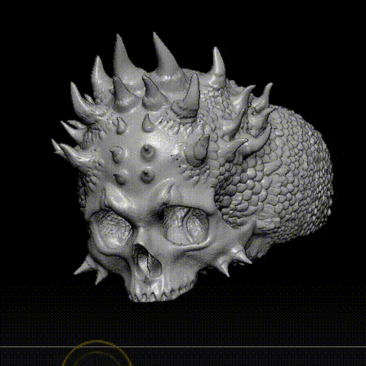 medieval crânio anel caveira chifres humano destinatário caveiras 3D print model - Mito3D