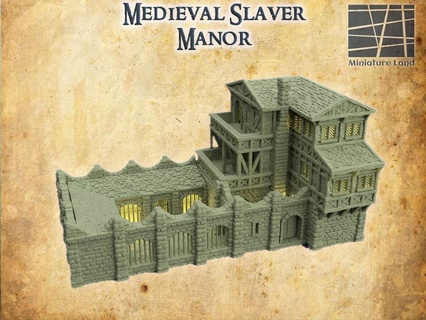 medieval slaver manor 28 mm tabletop terrain slave rpg dnd house supportfree old stone prison structure playable interior modular 28mm 25mm 15mm wargame 3d print model - Mito3D