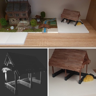 medieval estábulo arquitetura idades paisagens modelo diorama animais 3d print model - Mito3D