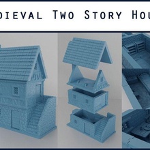 Ortaçağa ait kat ev masaüstü oyun mimari 3dprintable 40k arazi manzara bina dnd destek fayans Zindanlar ejderhalar halkı minyatür yok yazdırılabilir 3d print model - Mito3D