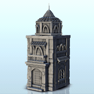 medieval tower tiled roof 7 - pirate jungle island beach piracy caribbean terrain building architecture scenery tropical buccaneers corsairs privateers sea boat thug dungeons dragons d&d warhammer age sigmar rpg sword sorcery 3d print model - Mito3D