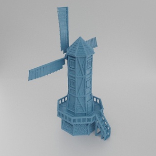 medieval windmill 25 mm tabletop terrain rpg dnd house supportfree old stone farm structure playable interior modular 28mm 25mm 15mm wargame 3d print model - Mito3D