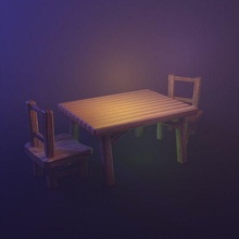 medieval madera mesa silla mobiliario_modelo 3d print model - Mito3D