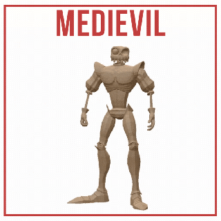 medievil video game adventure sir daniel fortesque resurrection zombies sword ps1 remake gallowmere skeleton action playstation 3d print model - Mito3D