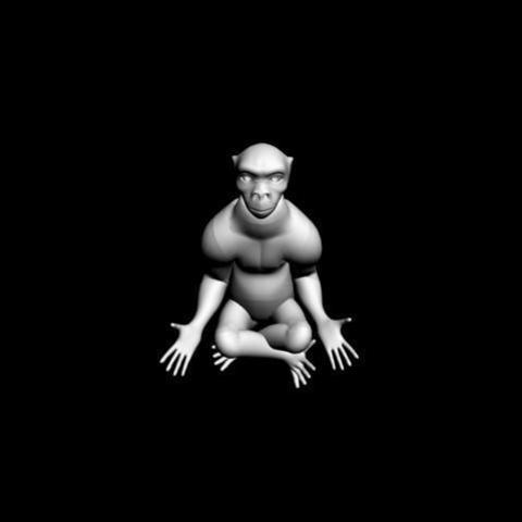 meditating monkey art sculpture 3D print model - Mito3D