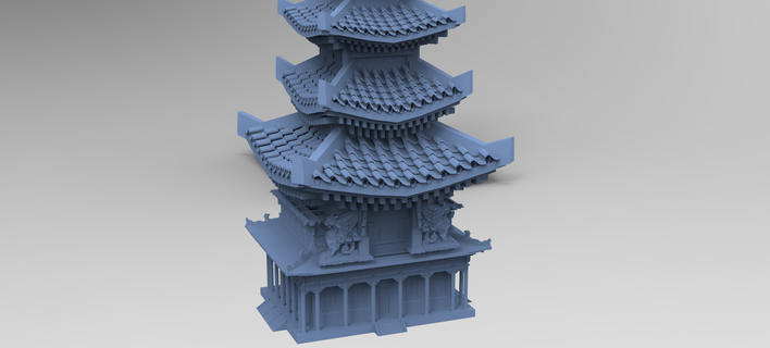 Meditation Turm 1 mittelalterlich industriell Halloween Grusel architektonisch Gebäude Ruine uralt Fantasie Statue Dracula vlad Dom Brücke Brücken Samurai Japan Tempel 3d print model - Mito3D