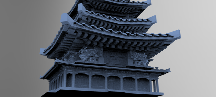 Meditation Turm 4 mittelalterlich industriell Halloween Grusel architektonisch Gebäude Ruine uralt Fantasie Statue Dracula vlad Dom Brücke Brücken Samurai Japan Tempel 3d print model - Mito3D