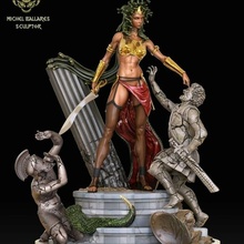 medusa monstruo griego mitología guerrero fantasía hembra belleza armadura serpiente muerte ficción antiguo criatura hada sexy mujer Arte esculturas 3d print model - Mito3D