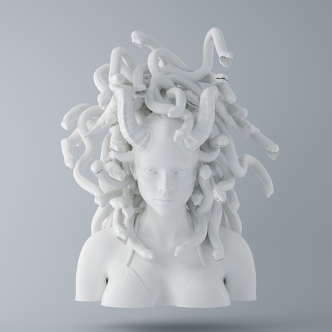 medusa head art female lady girl woman part body snake avatar evil angel 3D print model - Mito3D