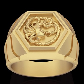 medusa anel medusa anel prata ouro joalheria imprimível 3d modelo tendência moda Projeto zbrush tigre 3d print model - Mito3D