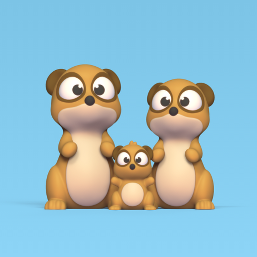 meerkat family 3D print model - Mito3D