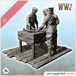 meeting soviet generals wooden table 1 - pre-supported version included army ww2 world east ostfront Game scenery figure statue miniatures resin character rpg terrain diaroma mini urss red eastern stalingrad second war 3d print model - Mito3D