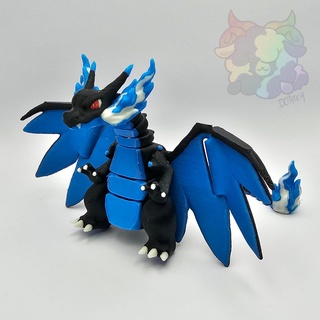 mega Charizard flexi articulado pok seg impressão colocar apoia flexível movimento fogo Dragão lagarto charmander charme criatura Pokémon monstro brinquedo 3d print model - Mito3D