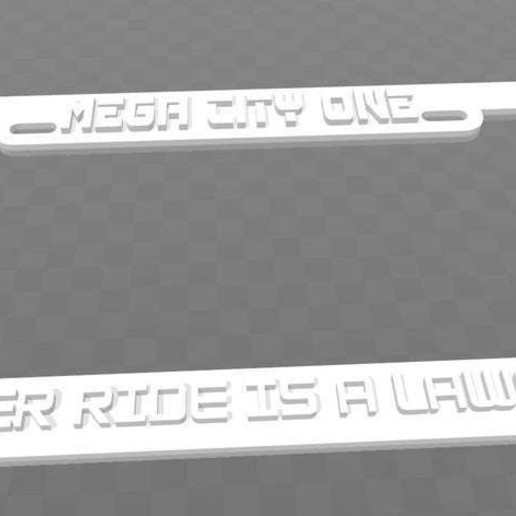 mega city one - my other ride lawmaster license plate frame art signs logos judge dredd 3D print model - Mito3D