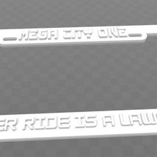 mega city one - my other ride lawmaster license plate frame art signs logos judge dredd 3d print model - Mito3D