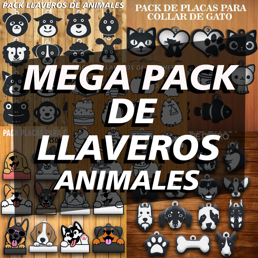 méga combo 6 5 packs animal clé anneaux chaîne animaux ferme chien chat pendentif pack remise races mascotte 3D print model - Mito3D
