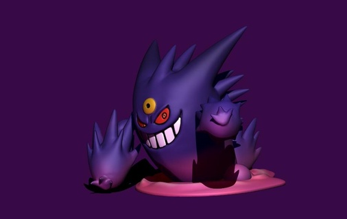 mega gengar m094 pokemon 3d modeling design collection collections 3d print model - Mito3D