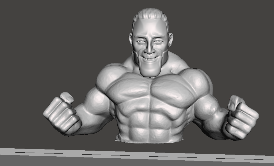 mega gigachat sigma chat giga blue label world muscle muscular 3D print model - Mito3D