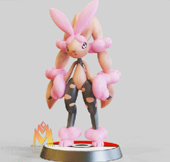 mega lopunny fan arte pok lun figurina pokemon buneario coniglio bunnelby Evoluzione art nintendo 3d gioco anime 3d print model - Mito3D